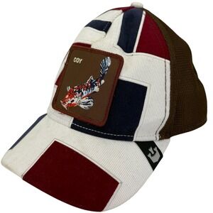Goorin Bros The Farm Coy Koi Fish Patch Corduroy Patchwork Trucker Hat Snapback